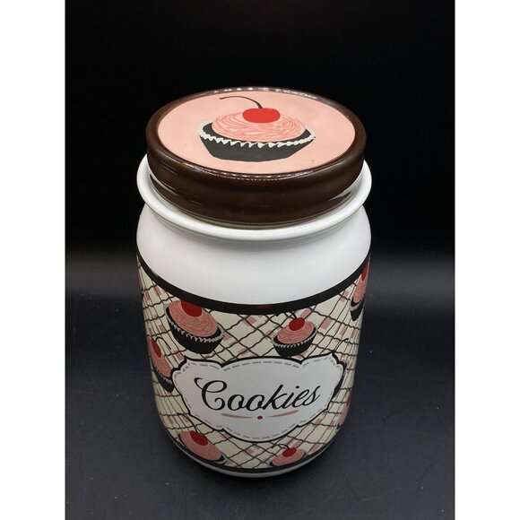 You and Me by Jessie Steele Ceramic Cookie Jar Kitchen Red Cherries “Cookies” - Picture 14 of 15